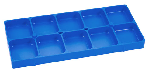 Caixa em plástico azul c/ 10 divisões - 245 x 115 x 20 mm