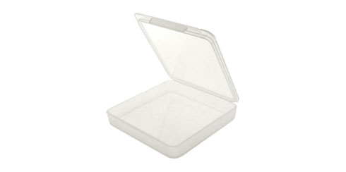Caixa em plástico com charneira - 55 x 55 x 10 mm