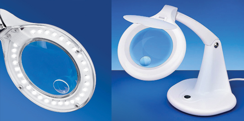 Candeeiro articulado com 30 LEDs (2W) e lupa de 2 lentes 1.75X/4X